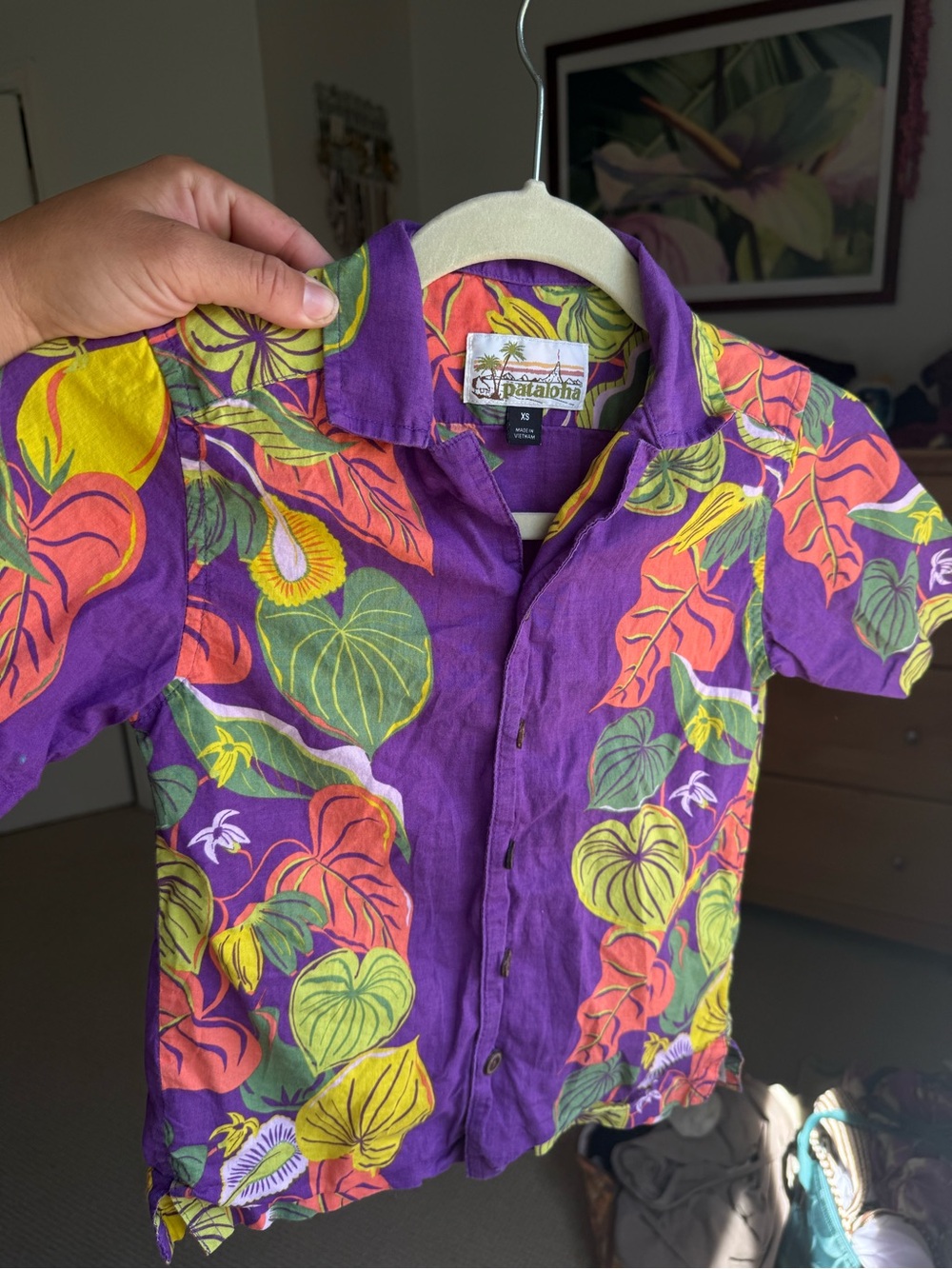 Patagonia Kids Purple Tropical Leaf Button-Down Shirt